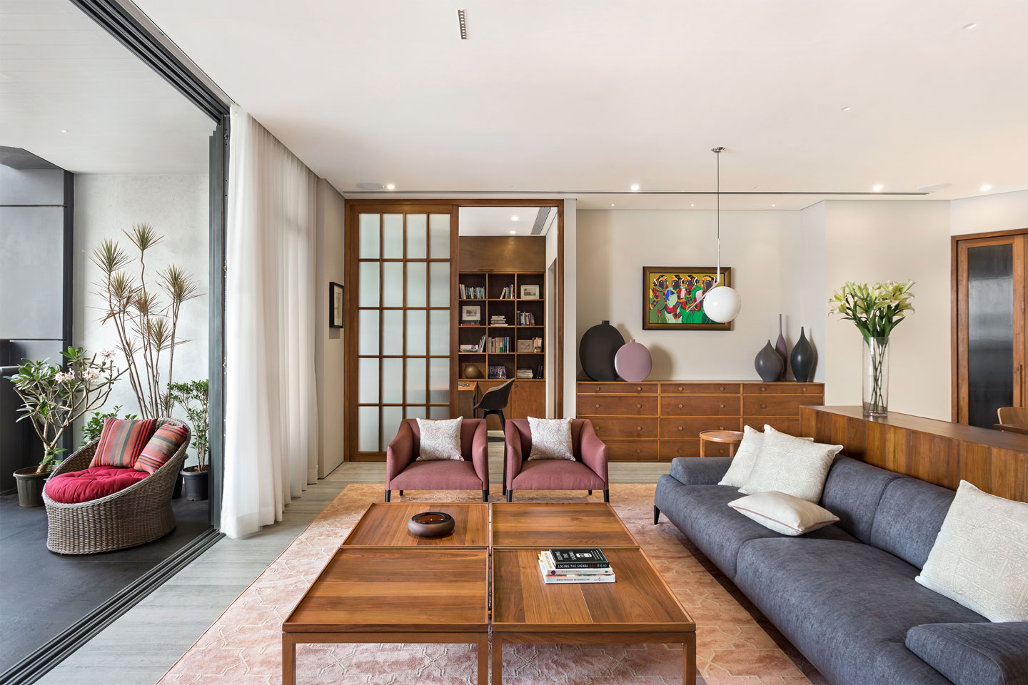 Worli Residence I Interiors Living Room • WE Design Studio • Architects & Interior Designers in India