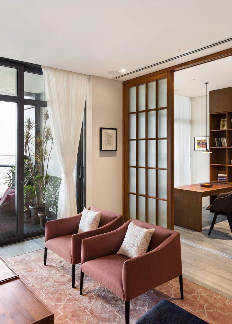 Worli Residence I Interiors Living Room and Study Room • WE Design Studio • Architects & Interior Designers in India